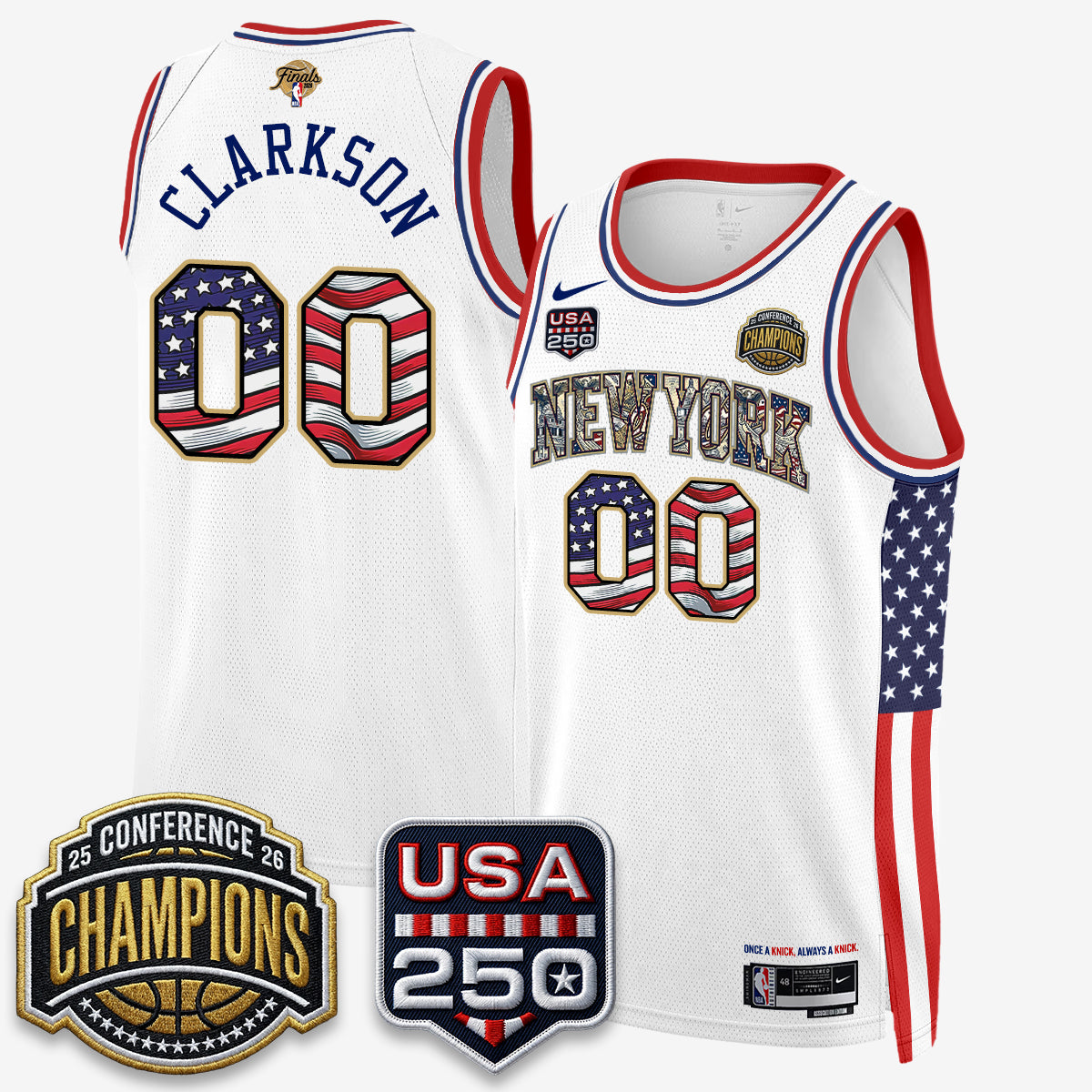 NYK 2026 NBA Eastern Conference Champions x Fourth of July Vapor Jersey - Stitched-NQD