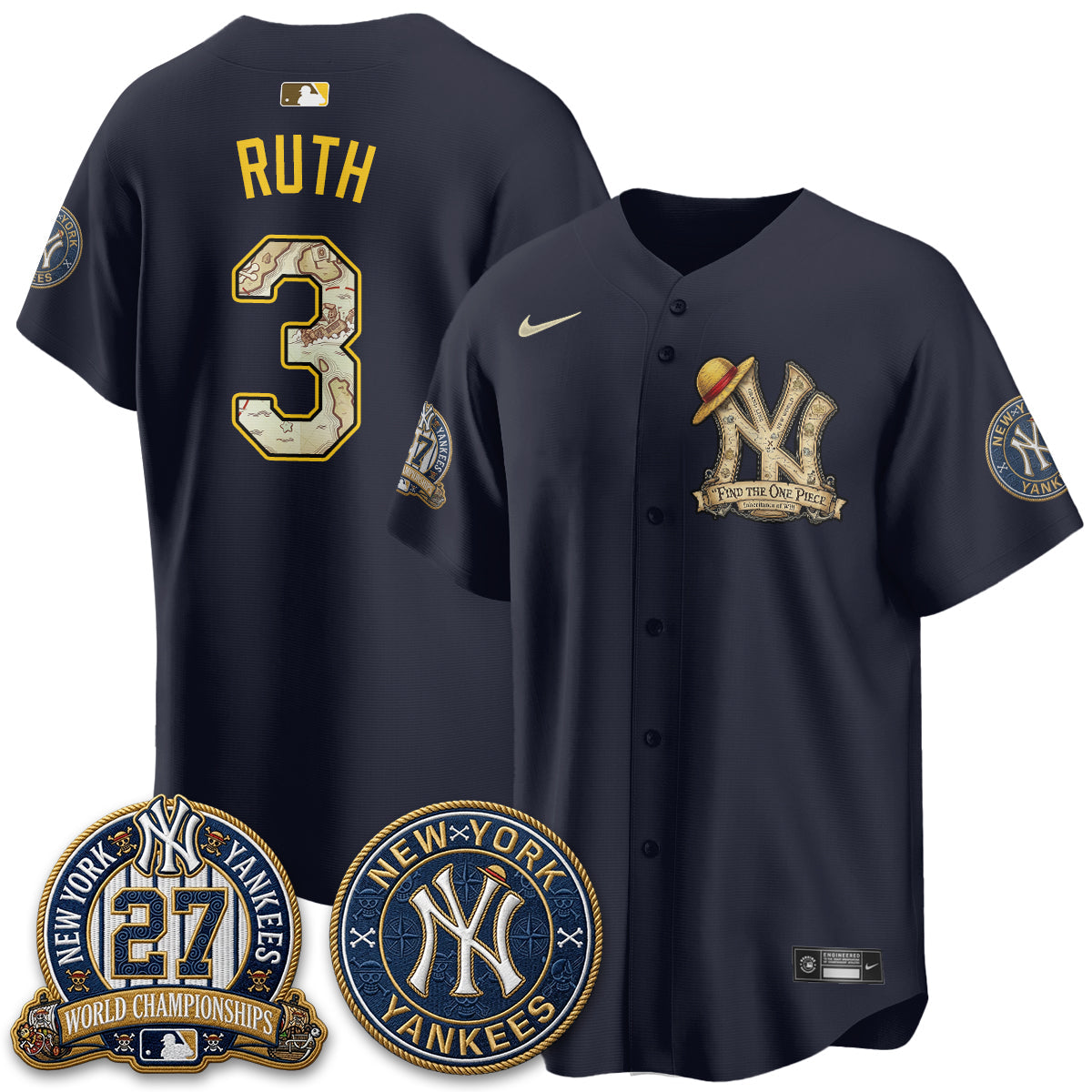 NYY x OP Japanese Cartoon Limited Jersey -  Stitched-NQD