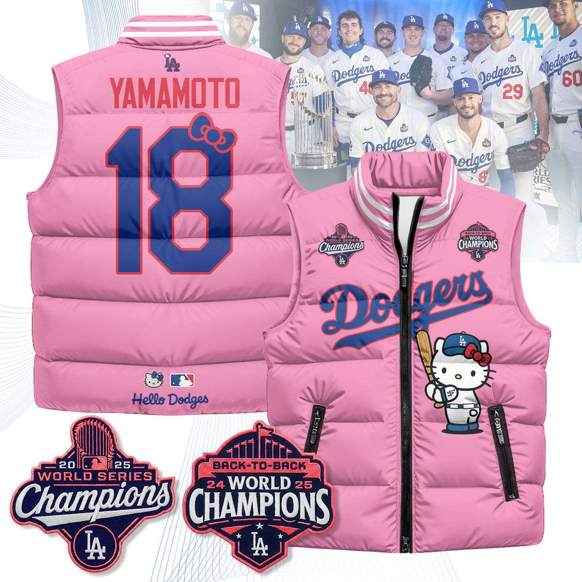 Los Angeles Dodgers Meow KT Edition Unisex Puffer Vest - Printed-NQD