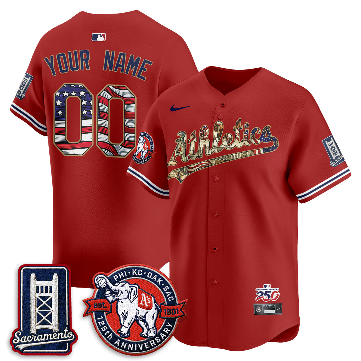 OAK  2026 Independence Day USA Vapor Custom Jersey - Stitched-NQD