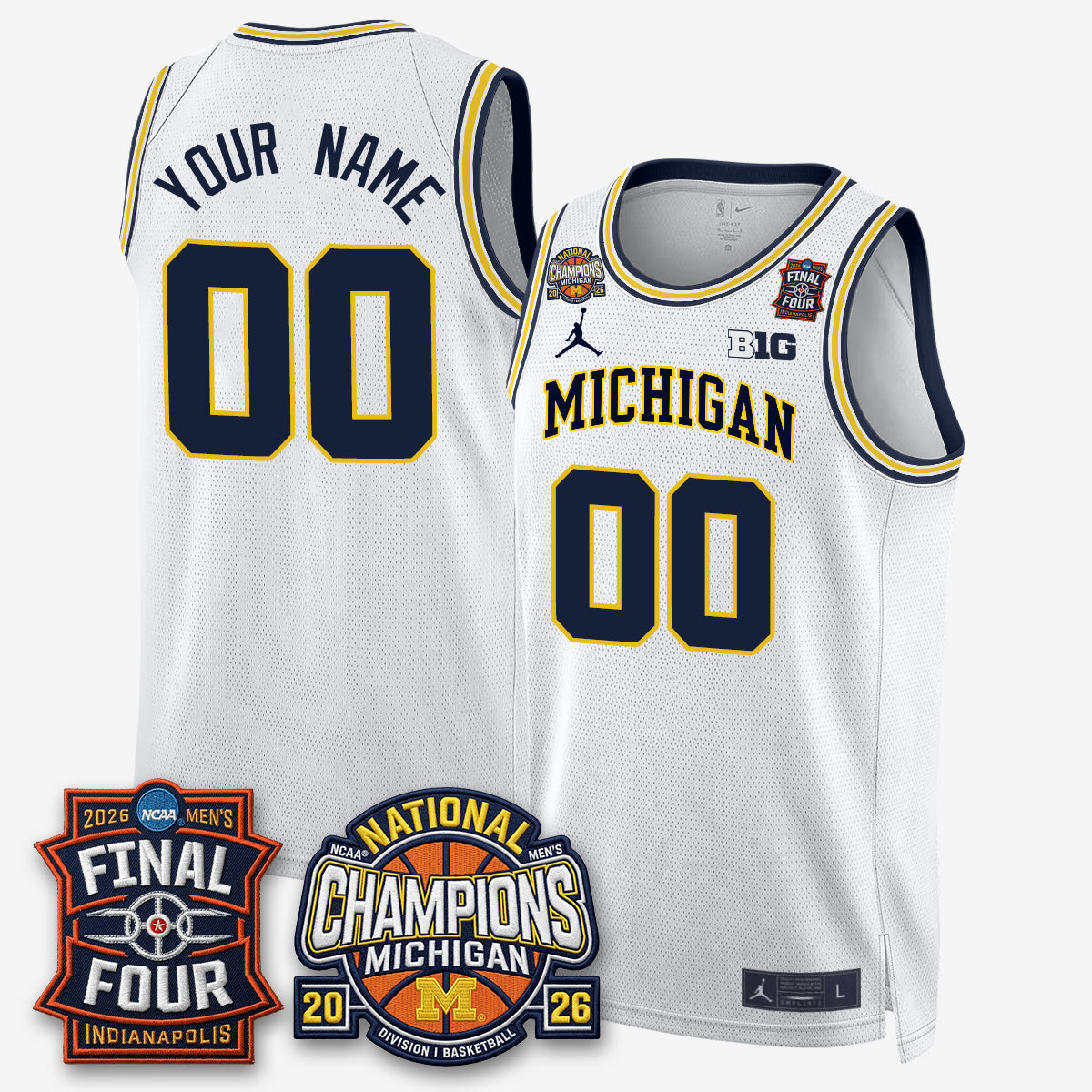 MICH Basketball National Champions Big Text Limited Vapor Custom Jersey - Stitched-NQD
