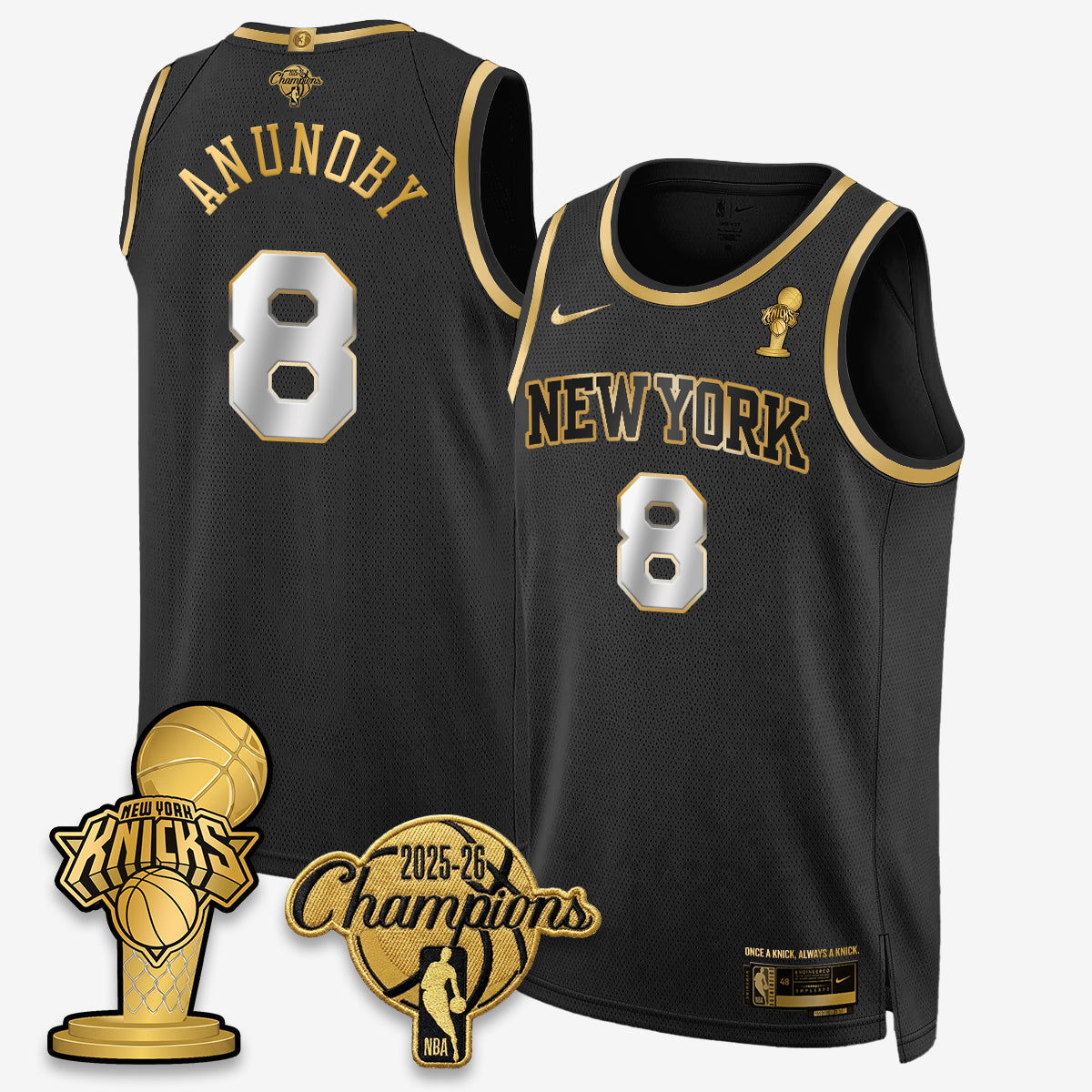 New York Knicks 2026 NBA Champions Gold Edition Vapor Jersey - Stitched