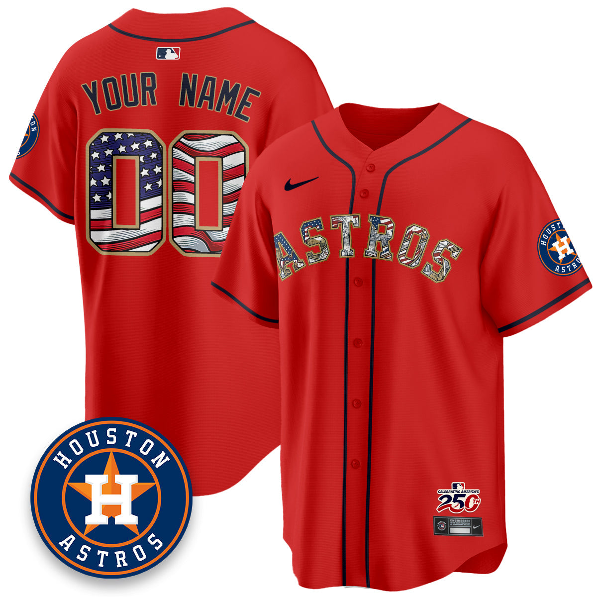 HOU 2026 Independence Day USA Vapor Limited Custom Jersey - Stitched-NQD