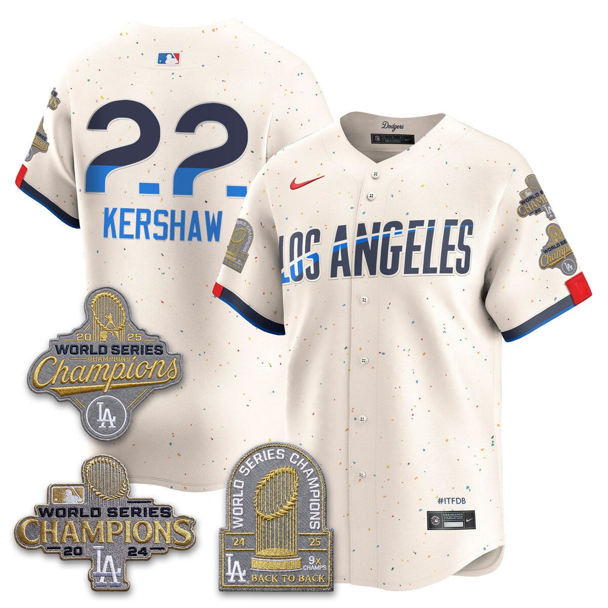 LAD Gold Collection Stadium Vapor Limited Jersey - Back to Back 9x Champs - All Stitched