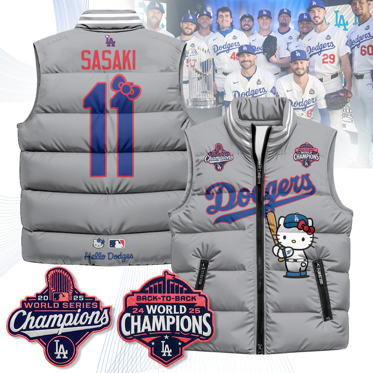 Los Angeles Dodgers Meow KT Edition Unisex Puffer Vest - Printed-NQD