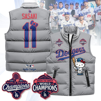 Los Angeles Dodgers Meow KT Edition Unisex Puffer Vest - Printed-NQD