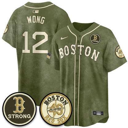 BOS New Era Olive 2026 Armed Forces Day Jersey - Stitched-NQD