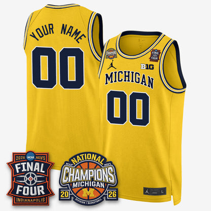 MICH Basketball National Champions Big Text Limited Vapor Custom Jersey - Stitched-NQD