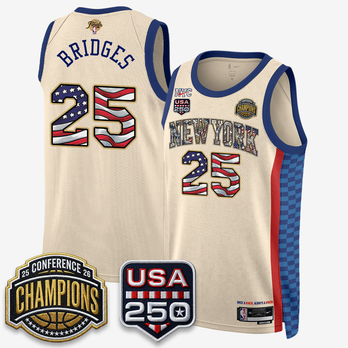 NYK 2026 NBA Eastern Conference Champions x Fourth of July Vapor Jersey - Stitched-NQD