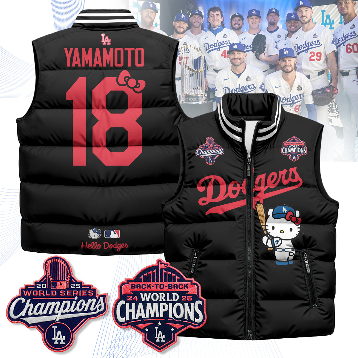 Los Angeles Dodgers Meow KT Edition Unisex Puffer Vest - Printed-NQD