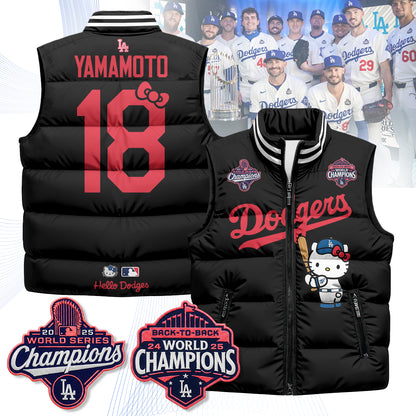 Los Angeles Dodgers Meow KT Edition Unisex Puffer Vest - Printed-NQD