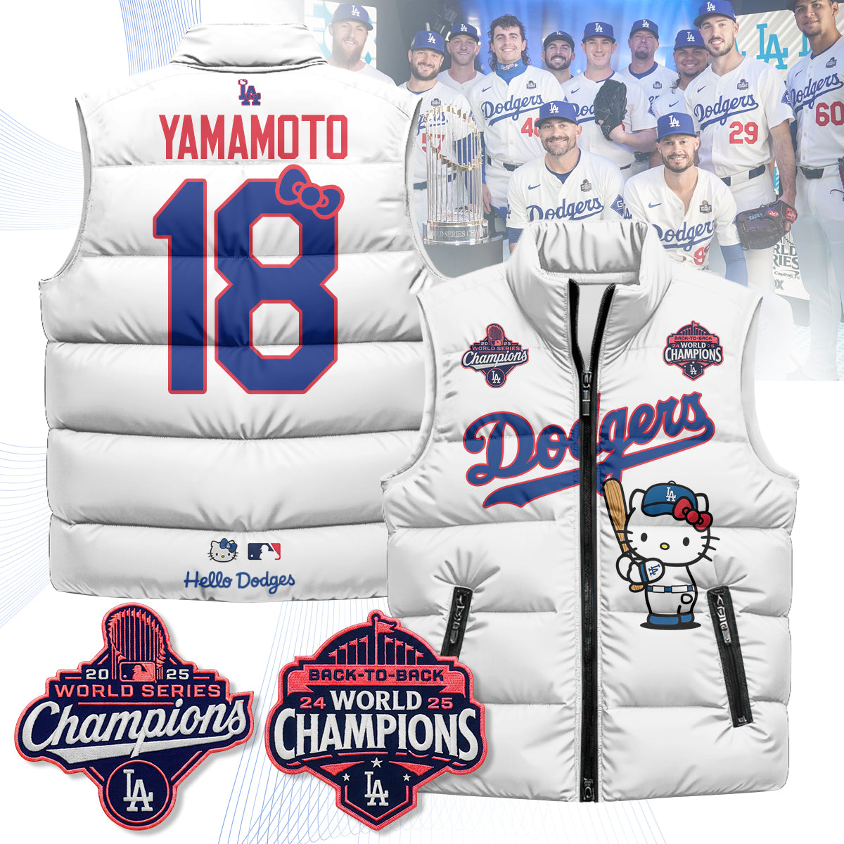 Los Angeles Dodgers Meow KT Edition Unisex Puffer Vest - Printed-NQD