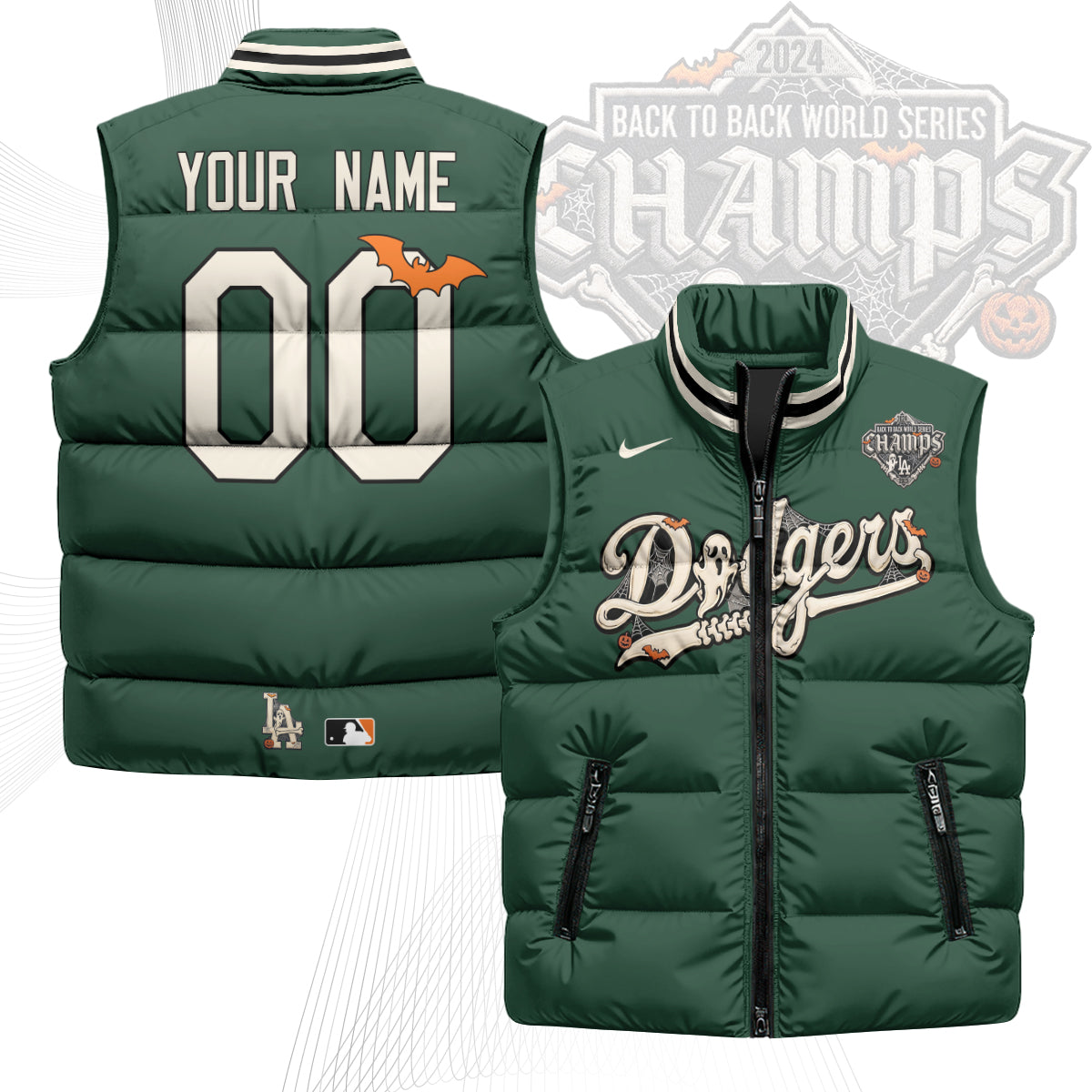 Los Angeles Dodgers Halloween 2026 Unisex Custom Puffer Vest - Printed-NQD