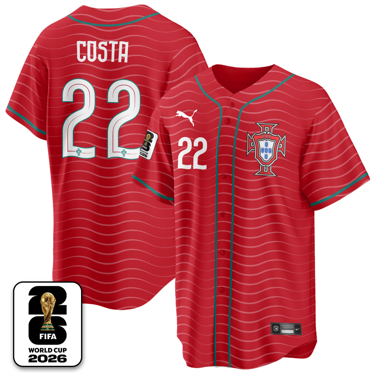 Portugal Soccer National Team x Baseball Vapor Limited Jersey - Stitched