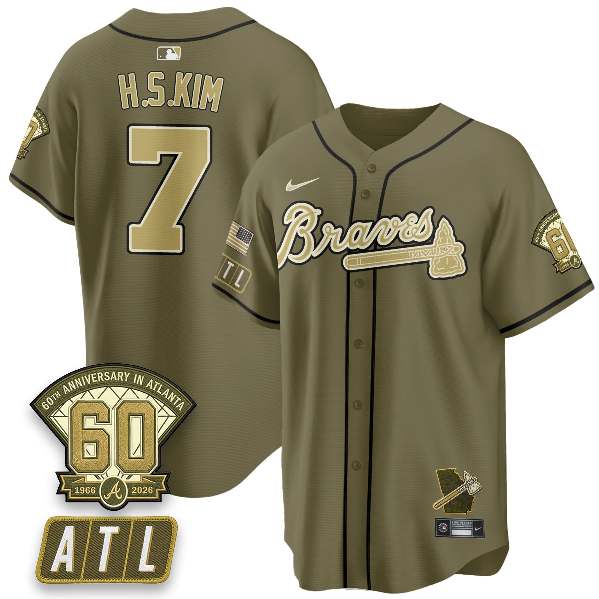 ATL New Era Olive 2026 Armed Forces Day Vapor Limited Jersey - Stitched-NQD