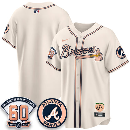 ATL 60th Anniversary Peach Edition Vapor Premier Limited Jersey - All Stitched-DMQ