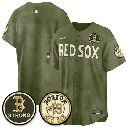 BOS New Era Olive 2026 Armed Forces Day Jersey - Stitched-NQD