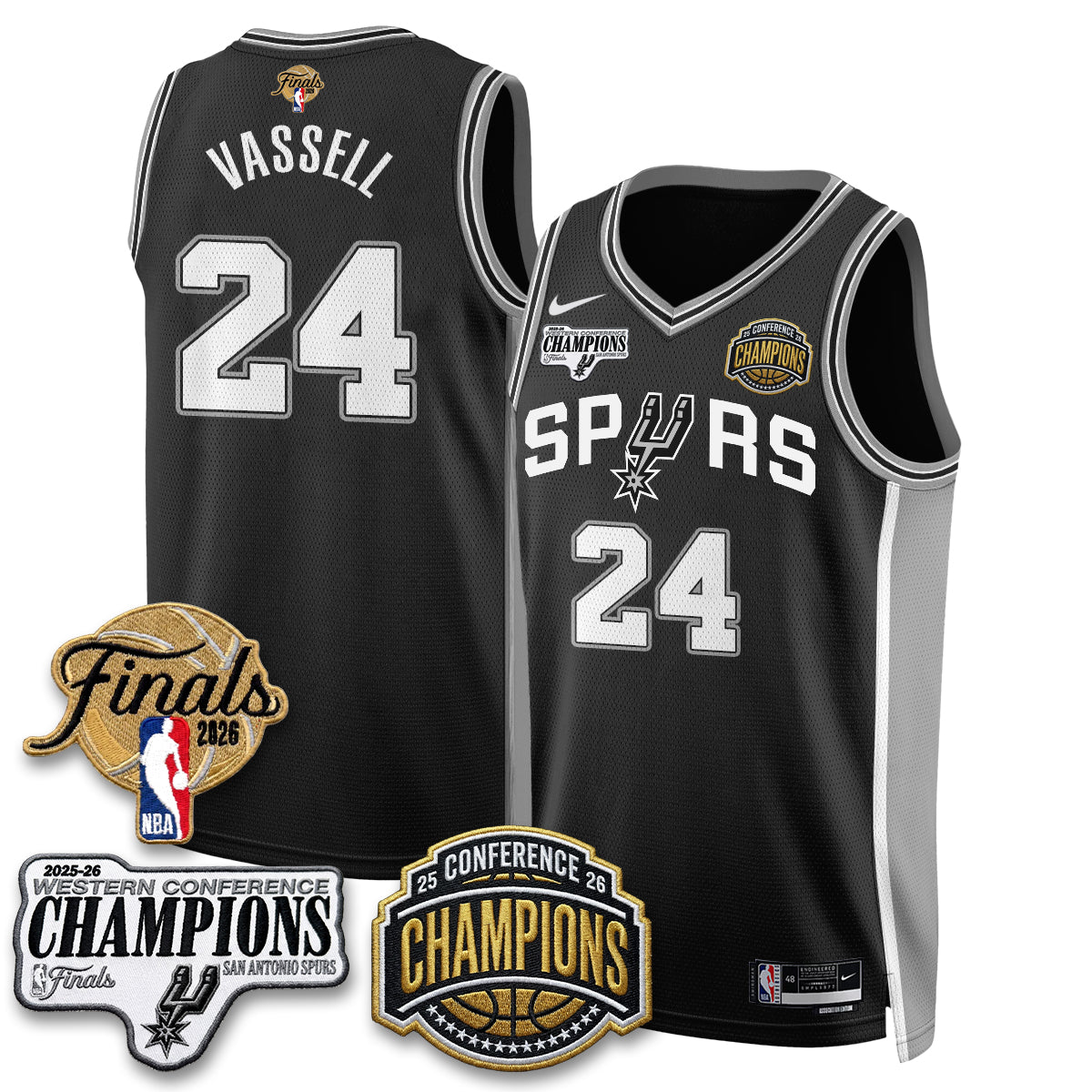 SAS 2026 NBA Western Conference Champions Vapor Jersey - Stitched-NQD