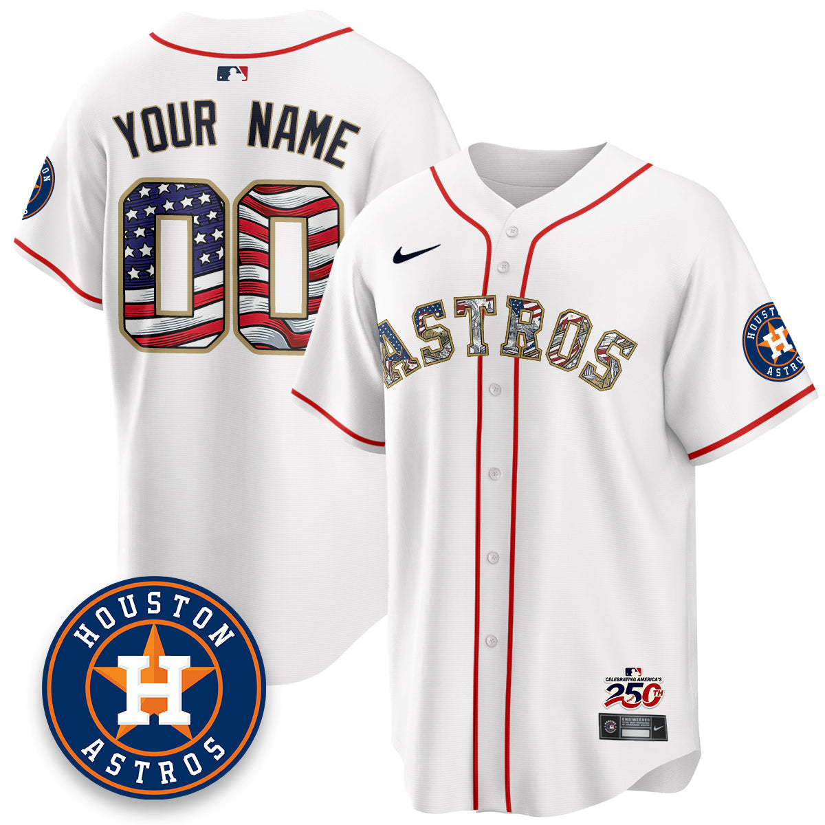 HOU 2026 Independence Day USA Vapor Limited Custom Jersey - Stitched-NQD