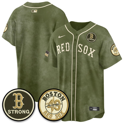 BOS New Era Olive 2026 Armed Forces Day Jersey - Stitched-NQD