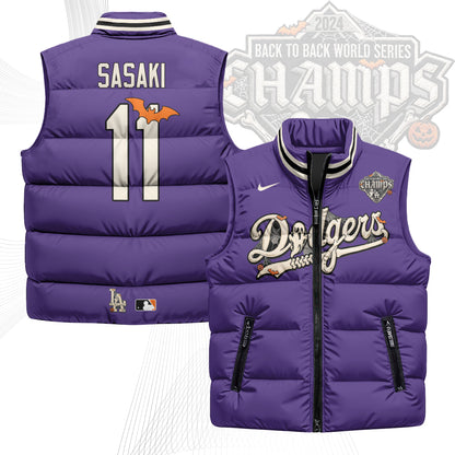 Los Angeles Dodgers Halloween 2026 Unisex Puffer Vest - Printed-NQD