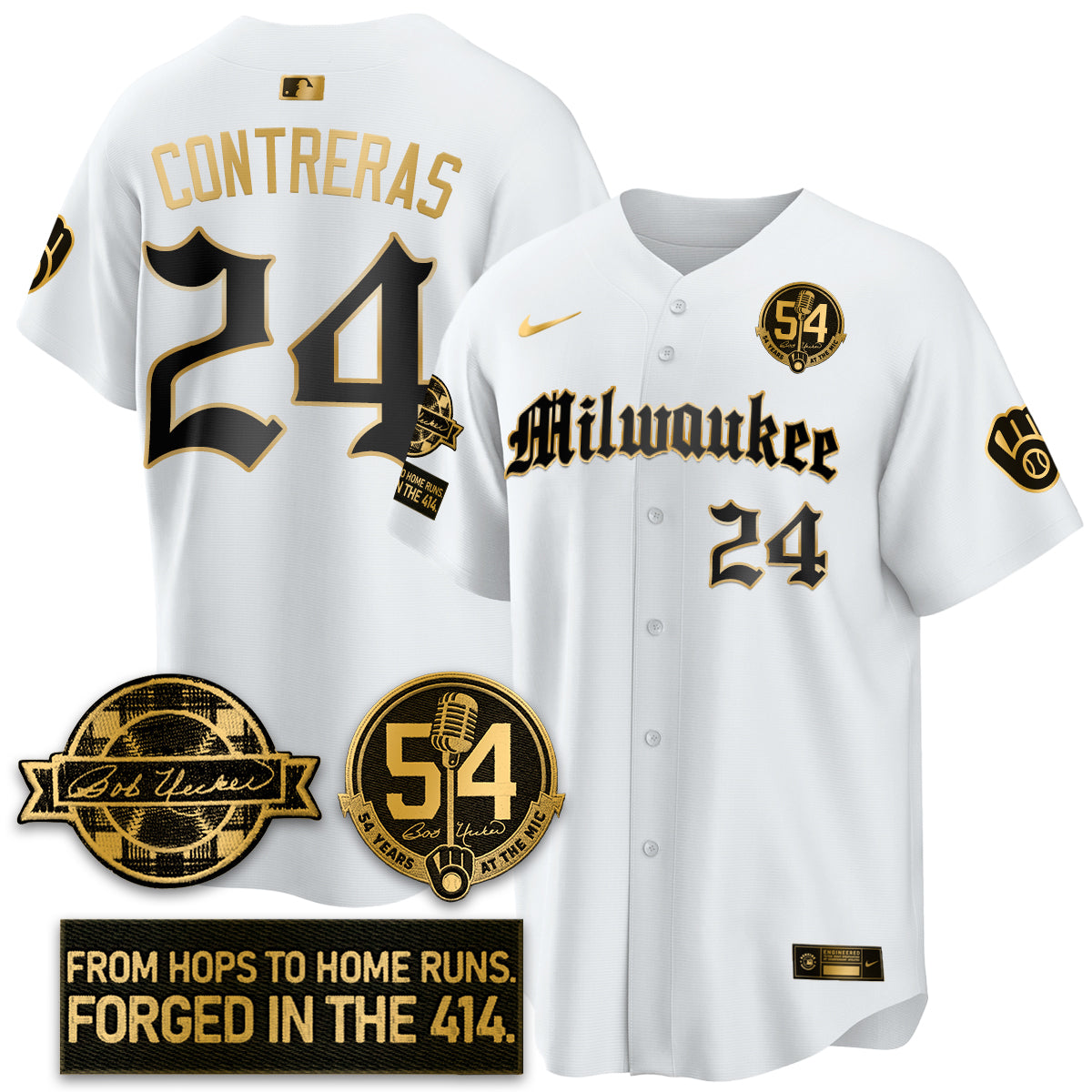 MIL Bob Uecker Patch Vapor Premier Limited Jersey - Gothic Edition - All Stitched