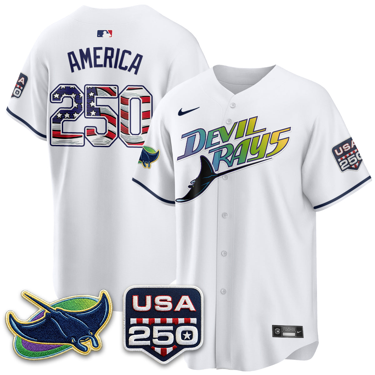 Tampa Bay Rays Independence Day USA 2026 City Connect Vapor Jersey - Stitched
