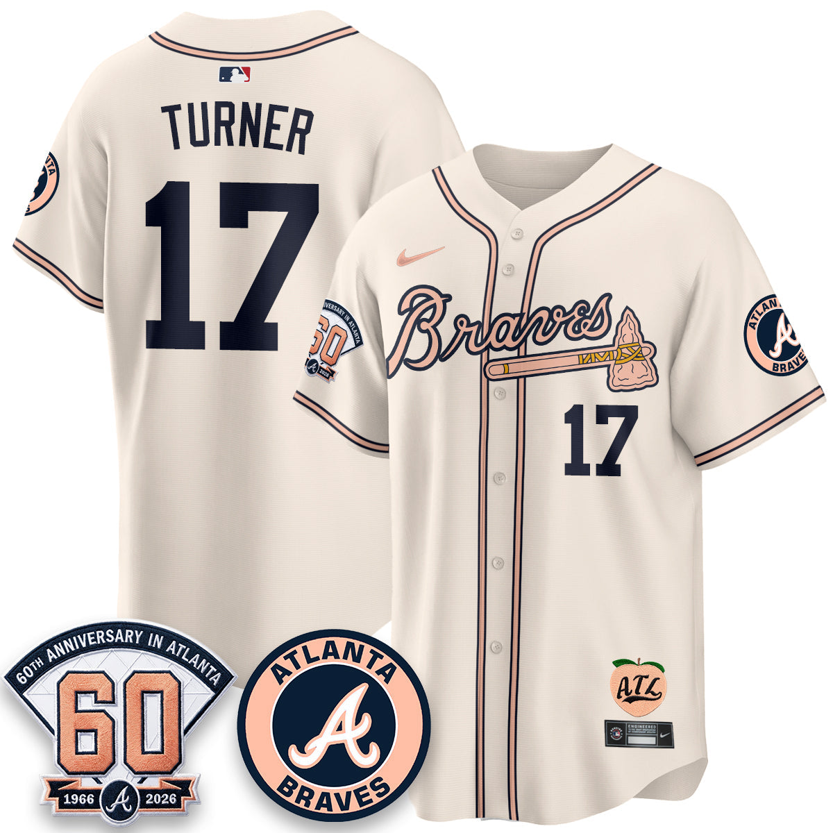 ATL 60th Anniversary Peach Edition Vapor Premier Limited Jersey - All Stitched-DMQ