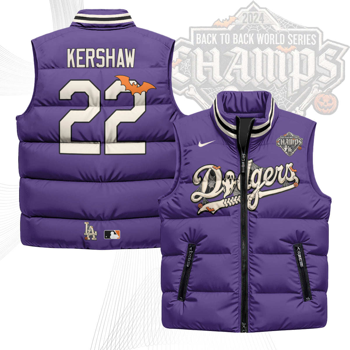 Los Angeles Dodgers Halloween 2026 Unisex Puffer Vest - Printed-NQD