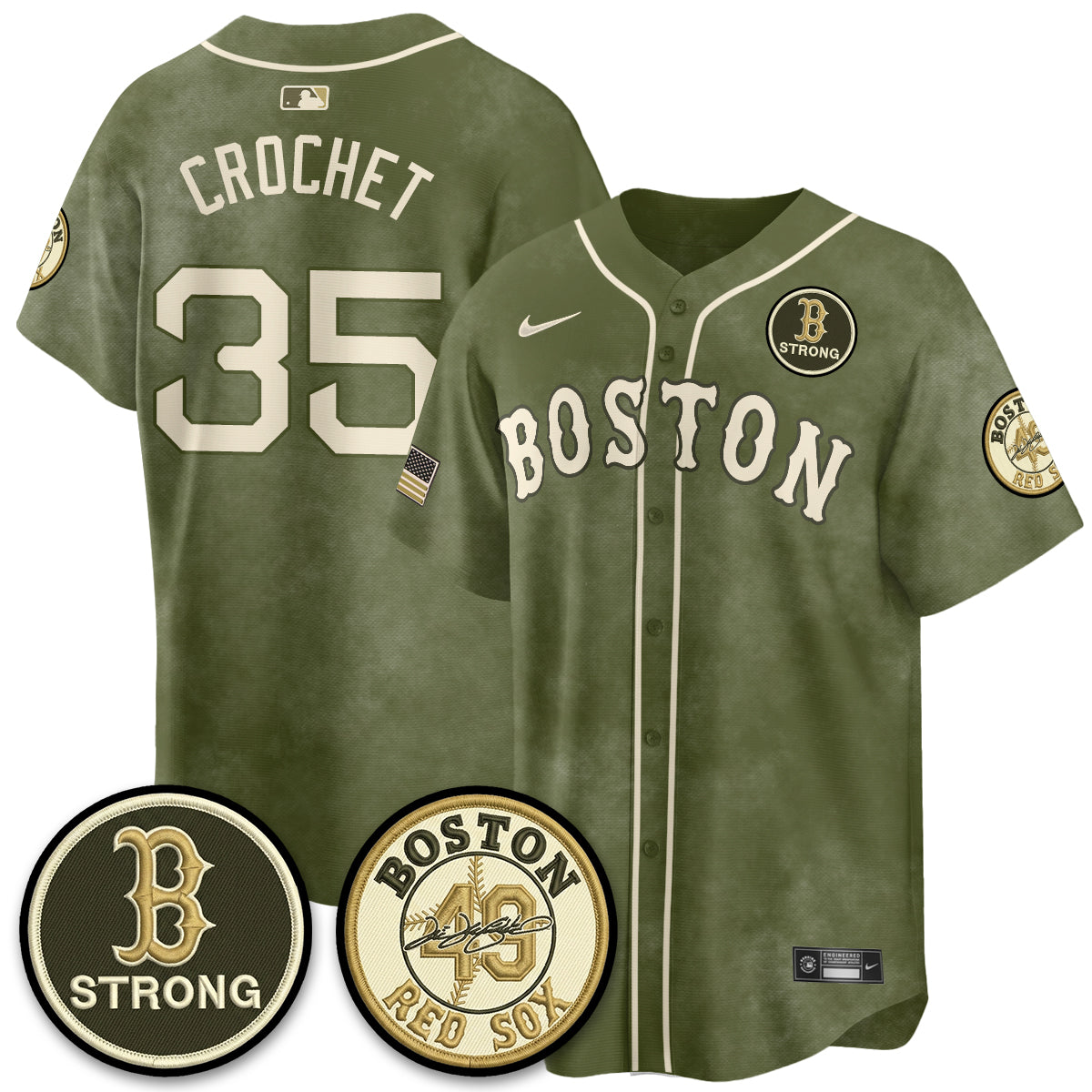 BOS New Era Olive 2026 Armed Forces Day Jersey - Stitched-NQD