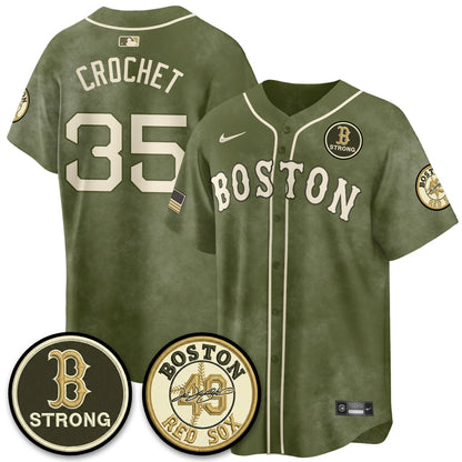BOS New Era Olive 2026 Armed Forces Day Jersey - Stitched-NQD