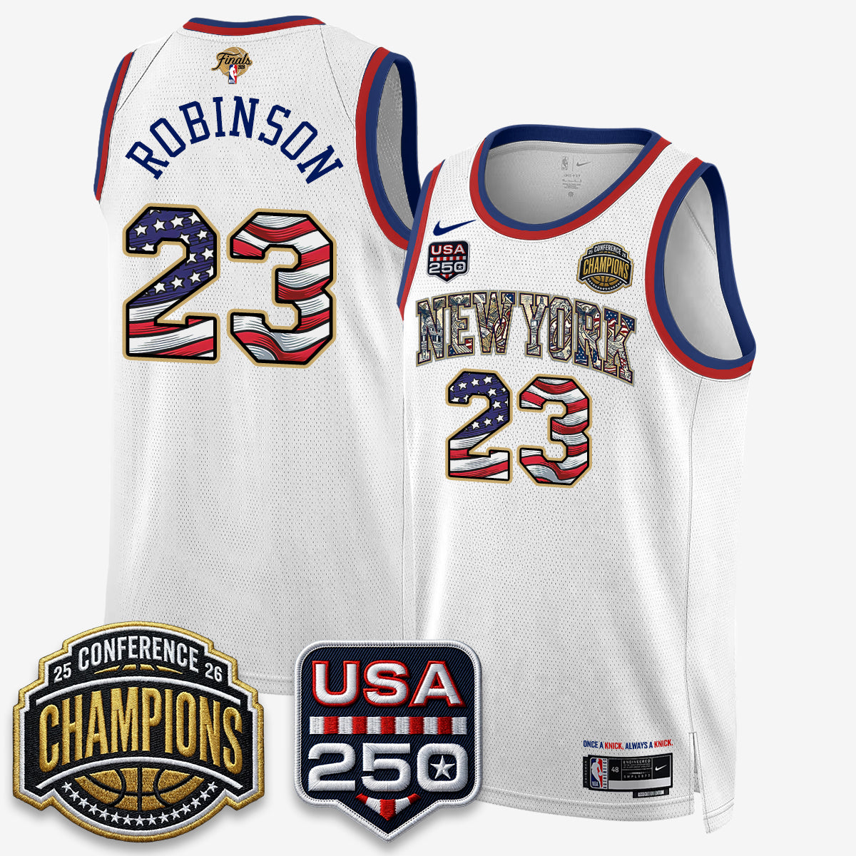 NYK 2026 NBA Eastern Conference Champions x Fourth of July Vapor Jersey - Stitched-NQD