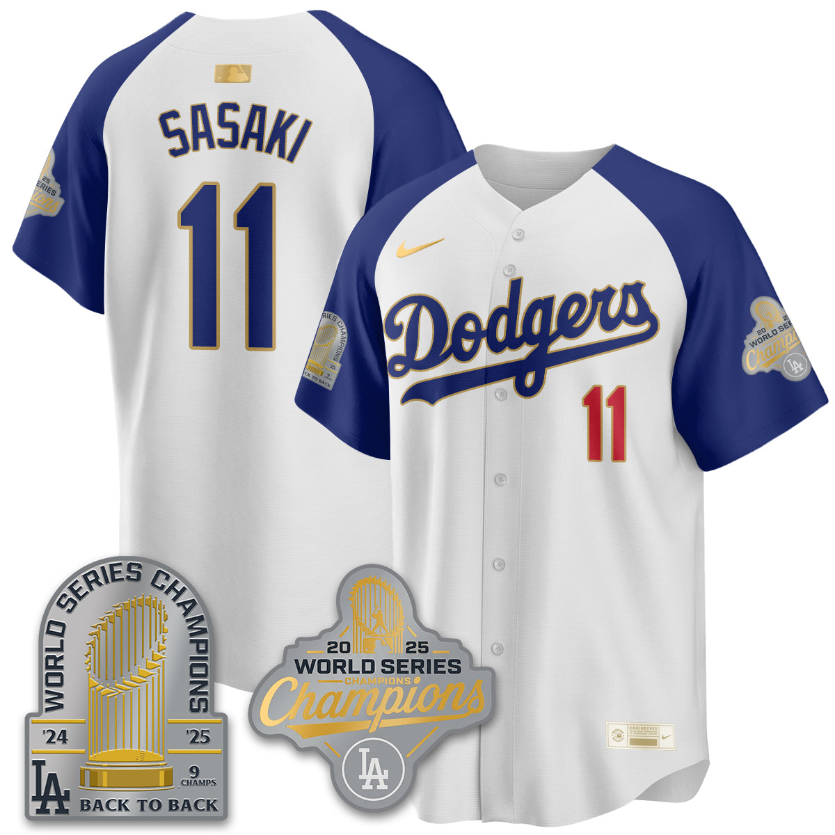 LAD Gold Collection Stadium Vapor Limited Jersey - 9x Champs - All Stitched