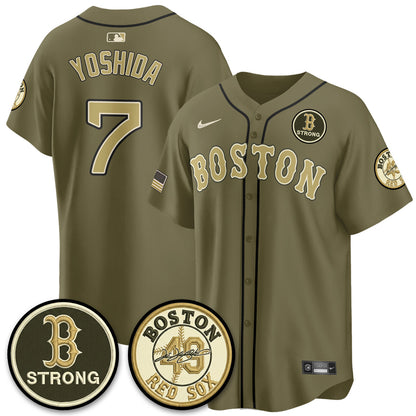 BOS New Era Olive 2026 Armed Forces Day Jersey - Stitched-NQD