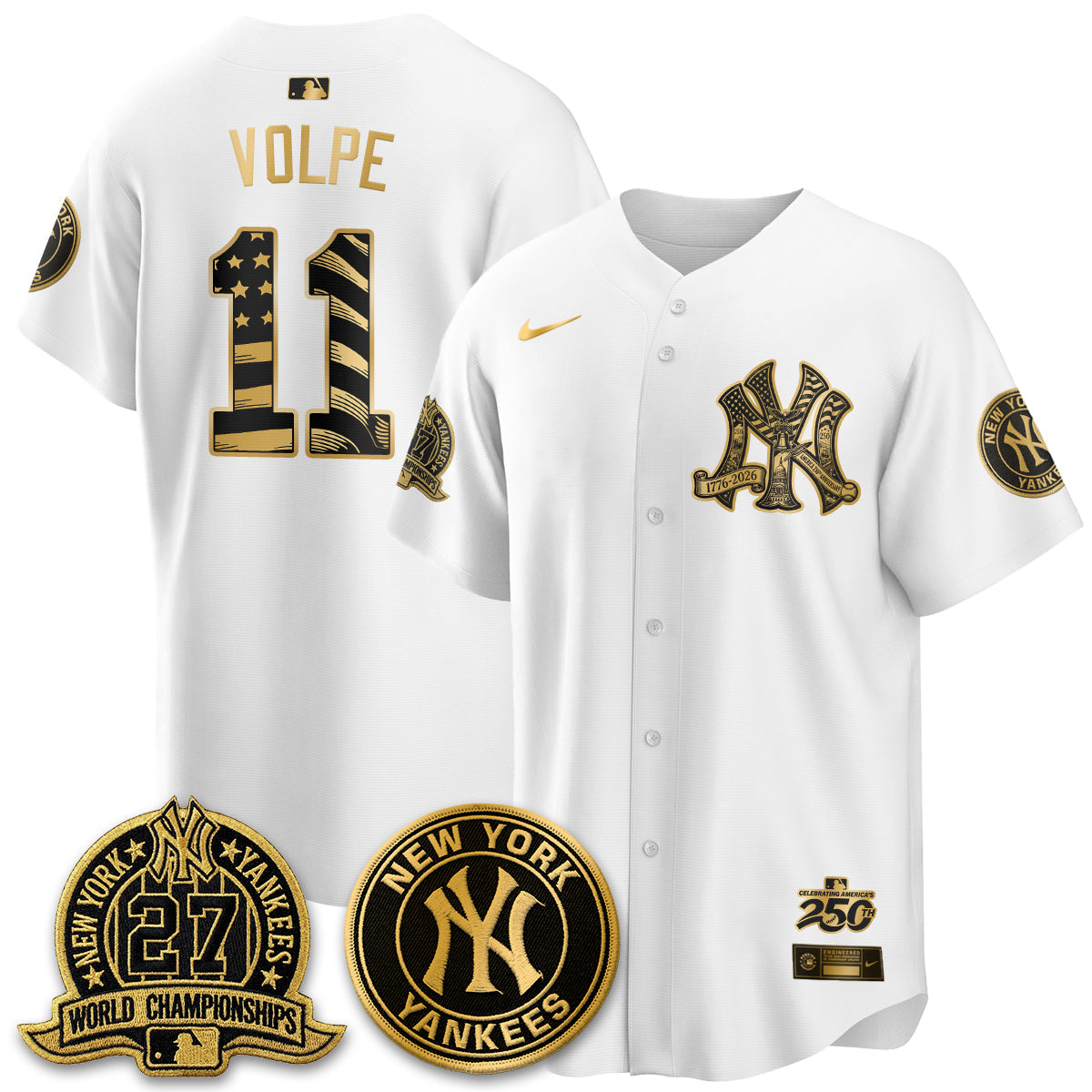 NYY Fourth of July USA Vapor Limited Jersey - Stitched-NQD