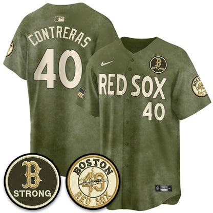 BOS New Era Olive 2026 Armed Forces Day Jersey - Stitched-NQD