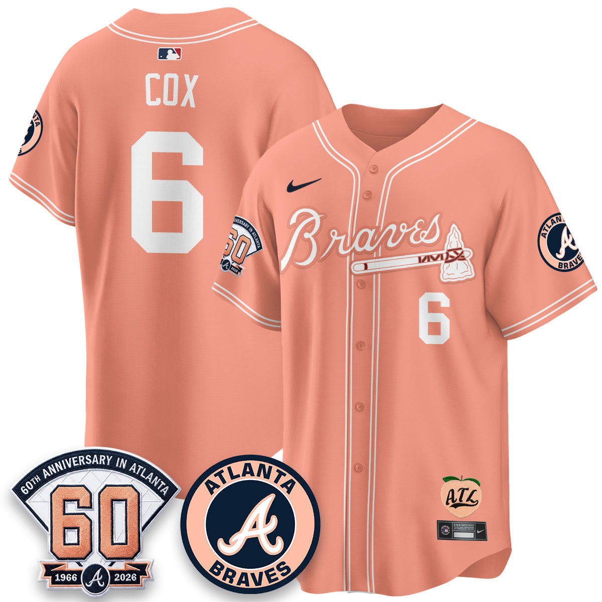 ATL 60th Anniversary Peach Edition Vapor Premier Limited Jersey - All Stitched-DMQ