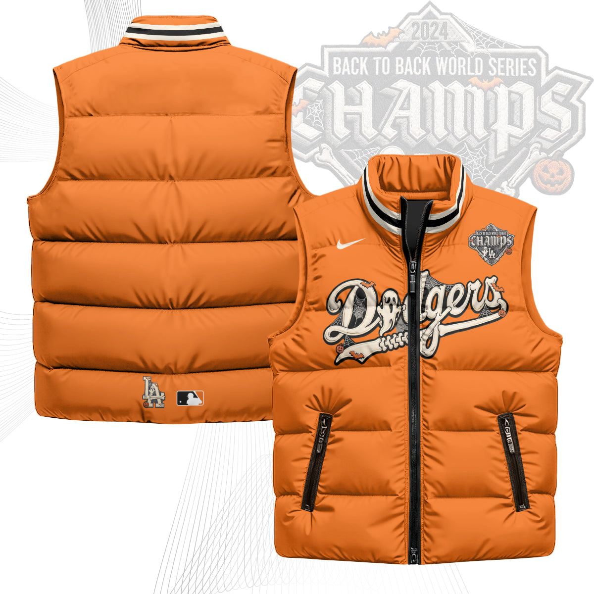Los Angeles Dodgers Halloween 2026 Unisex Puffer Vest - Printed-NQD
