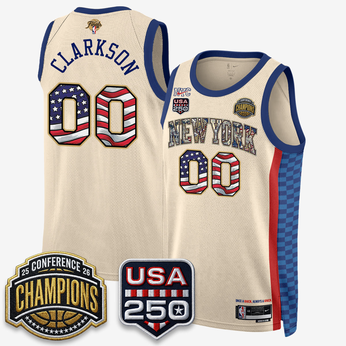 NYK 2026 NBA Eastern Conference Champions x Fourth of July Vapor Jersey - Stitched-NQD
