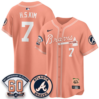 ATL 60th Anniversary Peach Edition Vapor Premier Limited Jersey - All Stitched-DMQ