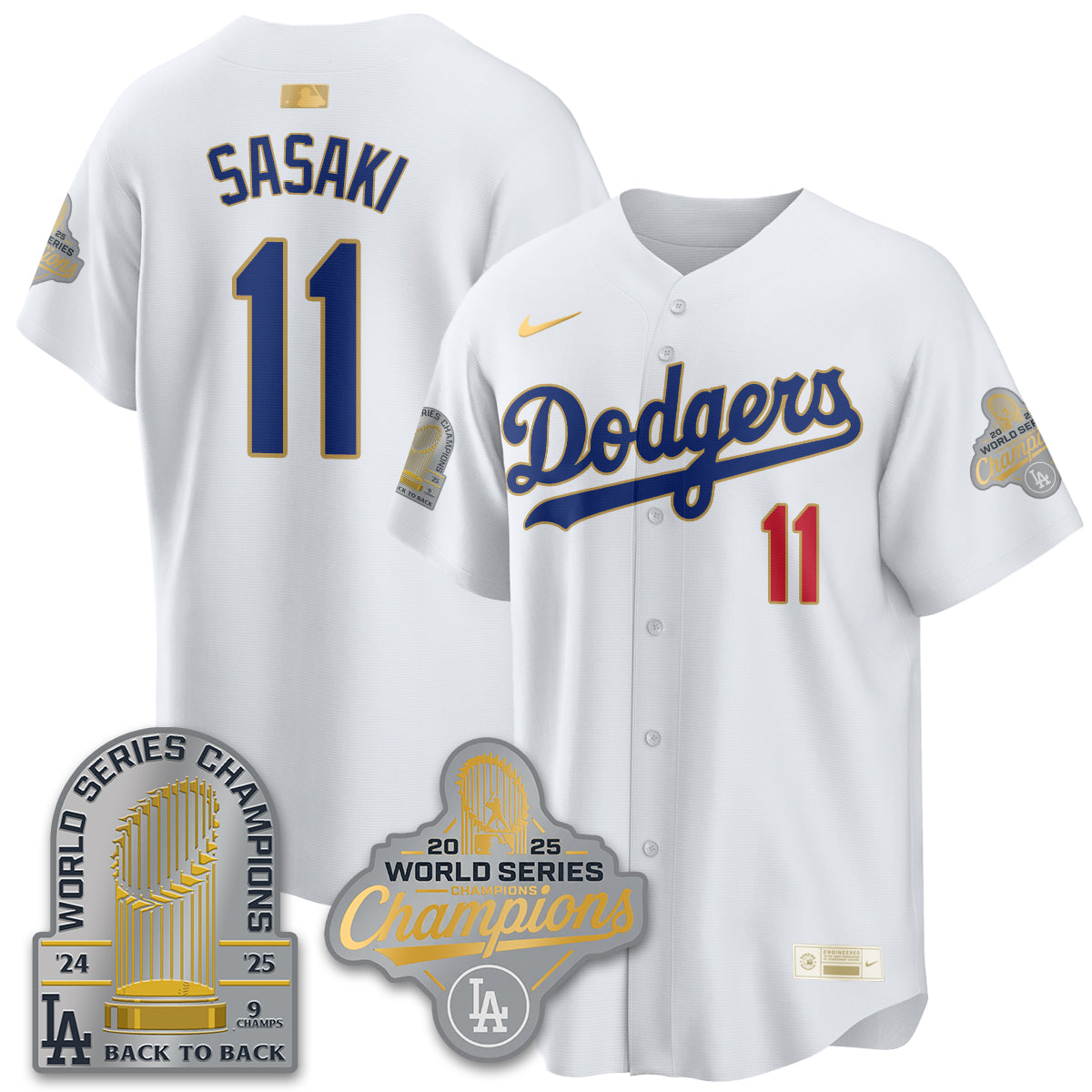 LAD Gold Collection Stadium Vapor Limited Jersey - 9x Champs - All Stitched