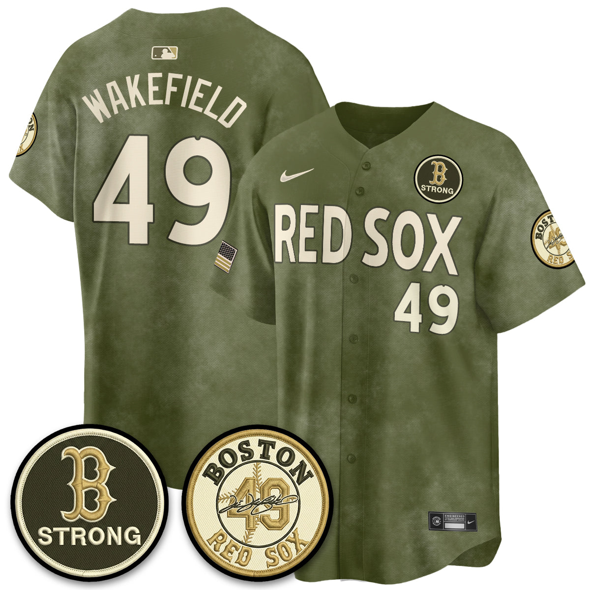 BOS New Era Olive 2026 Armed Forces Day Jersey - Stitched-NQD