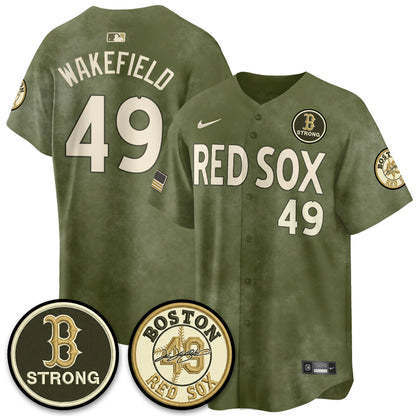 BOS New Era Olive 2026 Armed Forces Day Jersey - Stitched-NQD