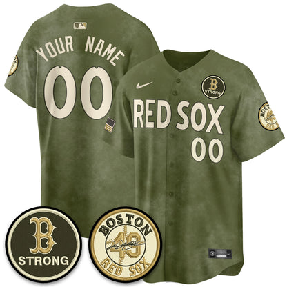 BOS New Era Olive 2026 Armed Forces Day Custom Jersey - All Stitched