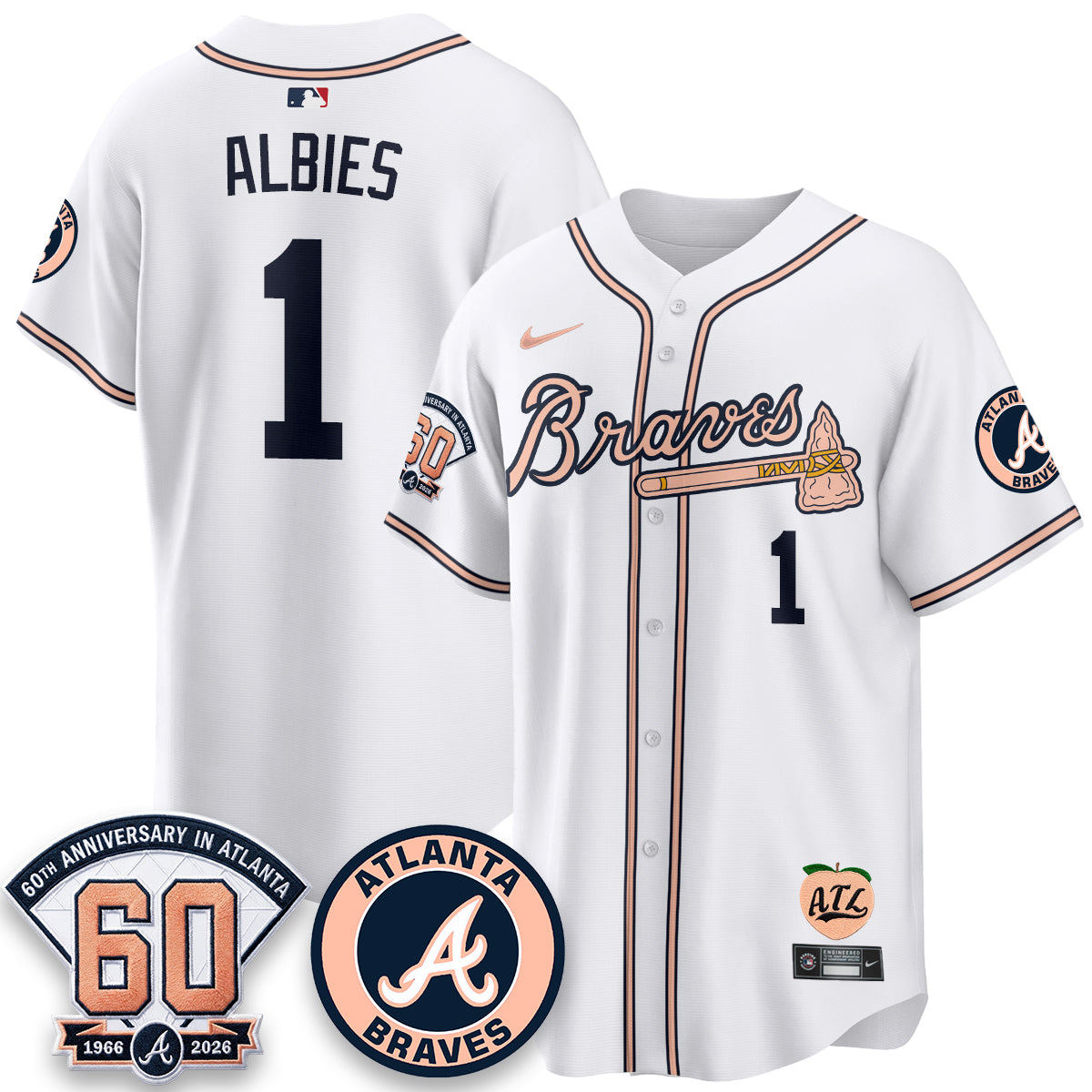 ATL 60th Anniversary Peach Edition Vapor Premier Limited Jersey - All Stitched-DMQ