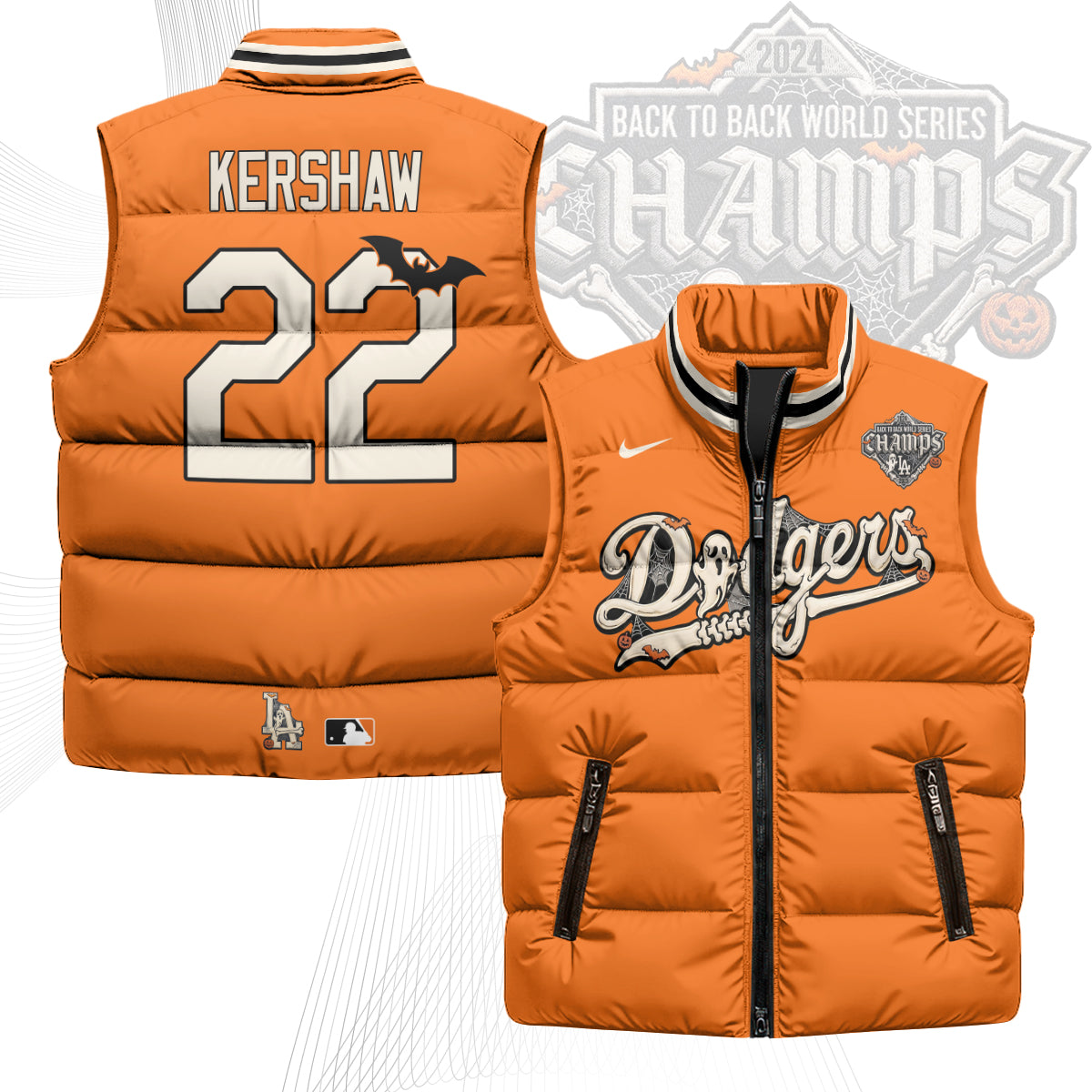 Los Angeles Dodgers Halloween 2026 Unisex Puffer Vest - Printed-NQD
