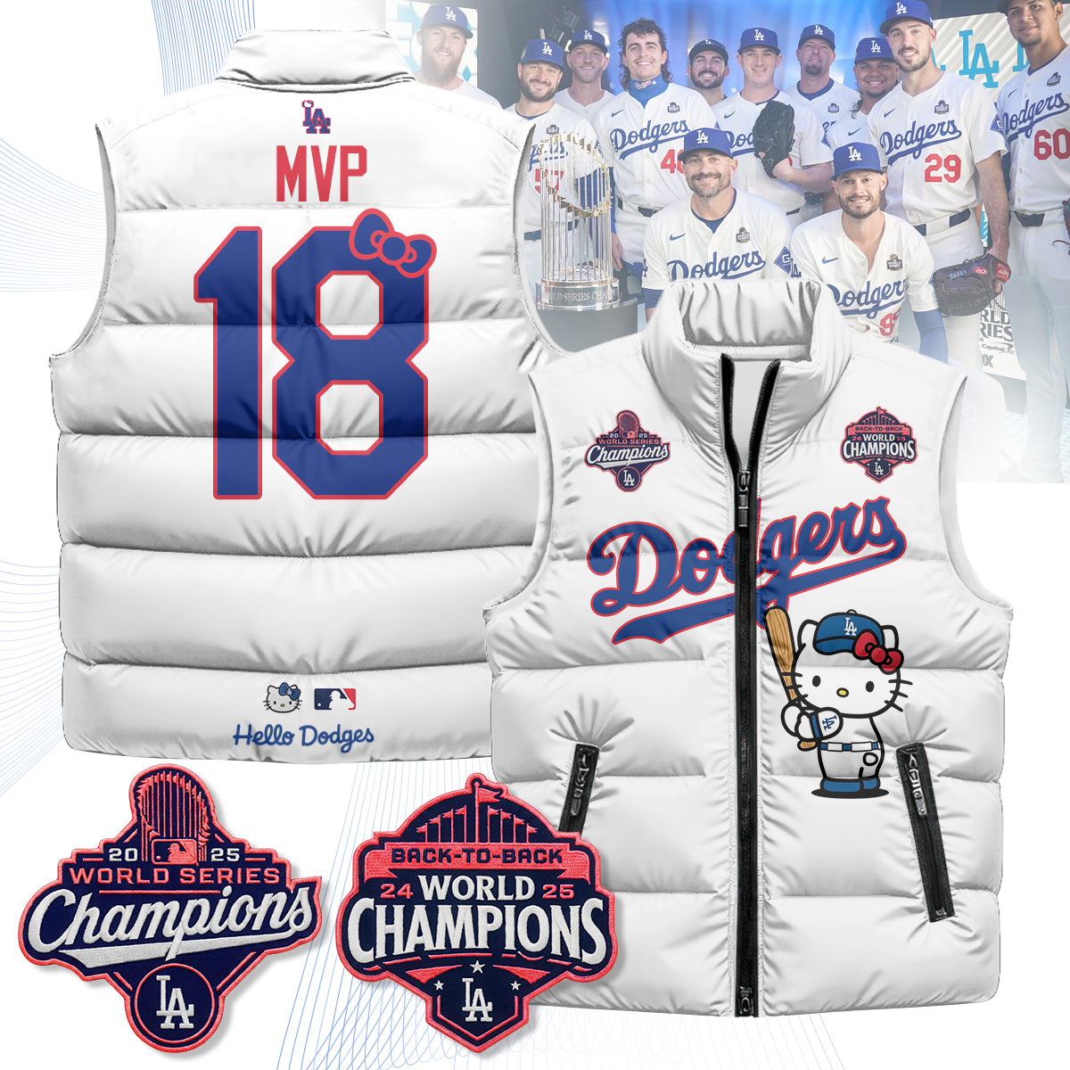 Los Angeles Dodgers Meow KT Edition Unisex Puffer Vest - Printed-NQD