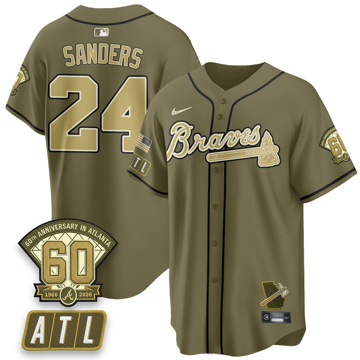 ATL New Era Olive 2026 Armed Forces Day Vapor Limited Jersey - Stitched-NQD