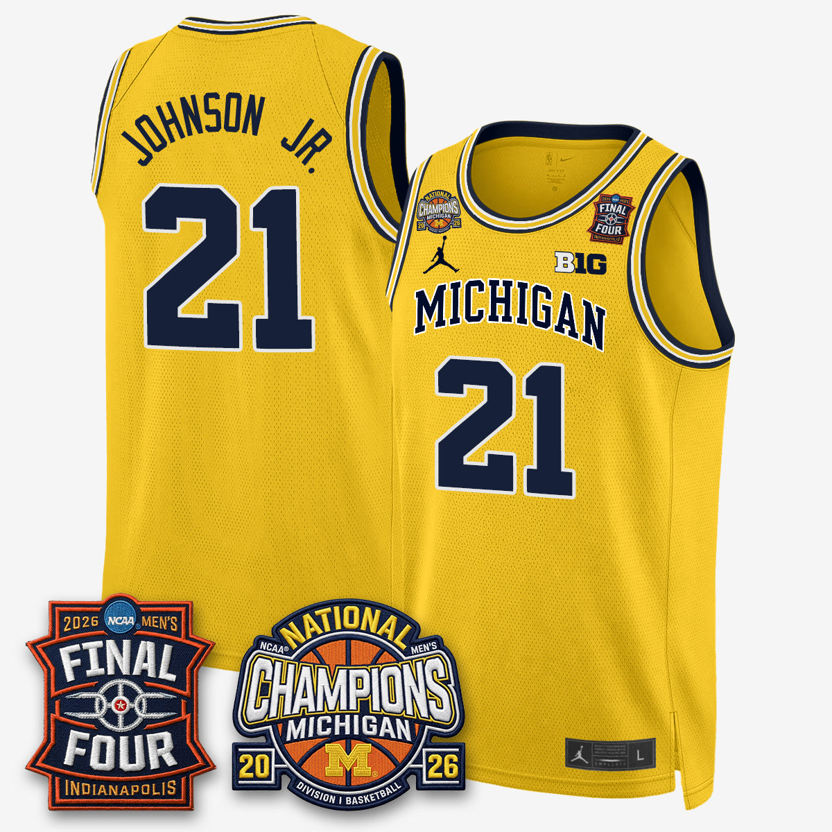 MICH Basketball National Champions Big Text Limited Vapor Jersey - Stitched-NQD