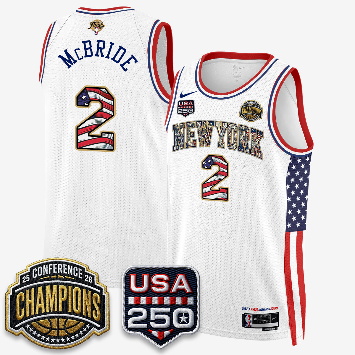NYK 2026 NBA Eastern Conference Champions x Fourth of July Vapor Jersey - Stitched-NQD